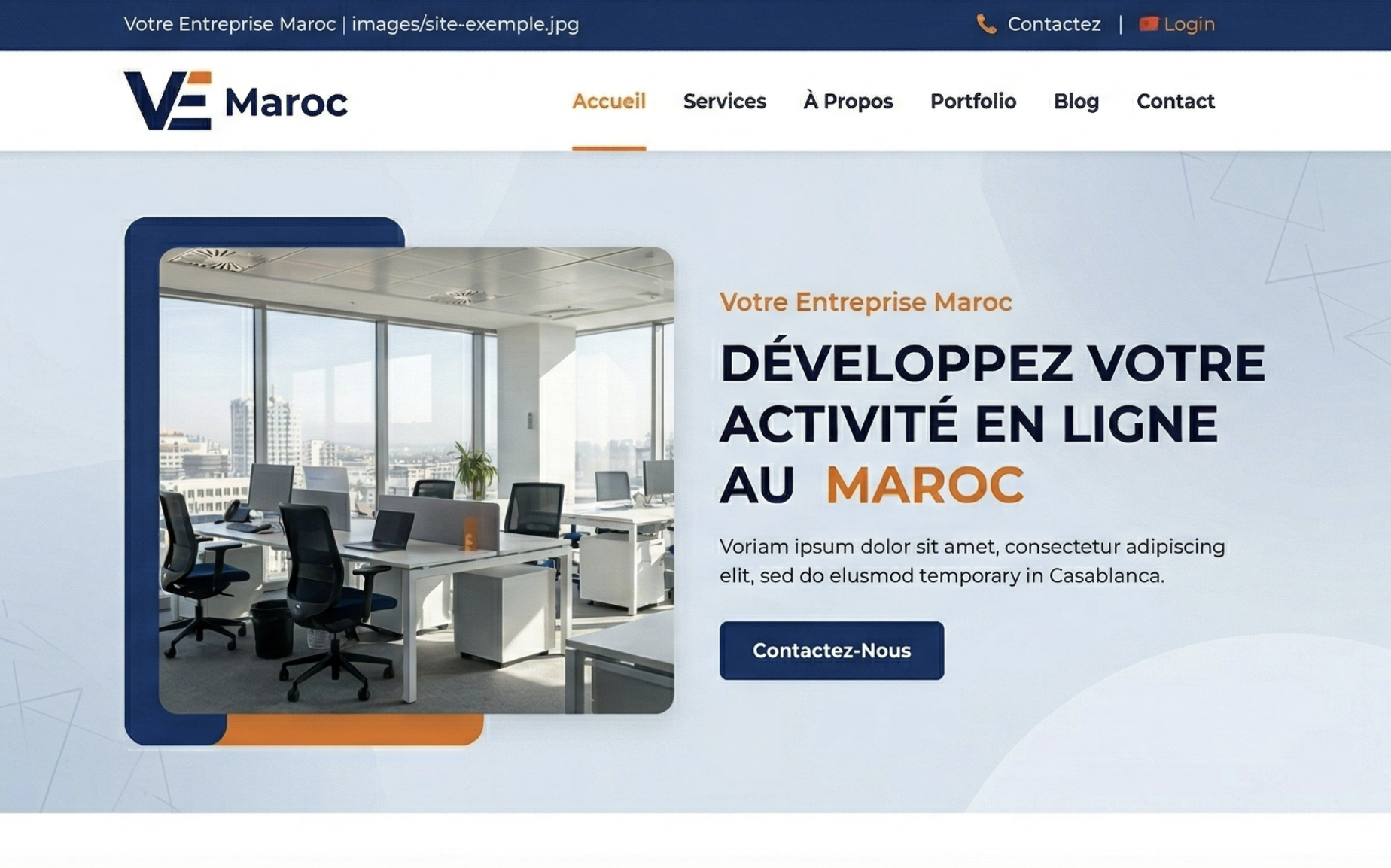 Exemple de site web professionnel créé par Mohamed Toukrichte